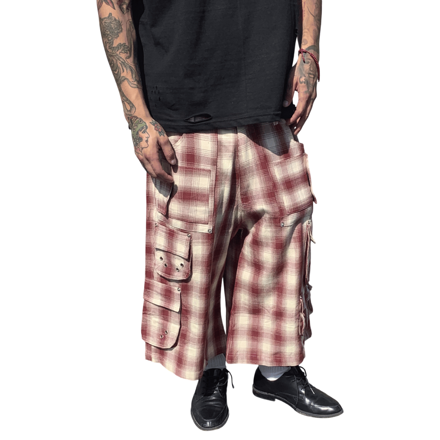 WOOL SHORTS, RED PLAID