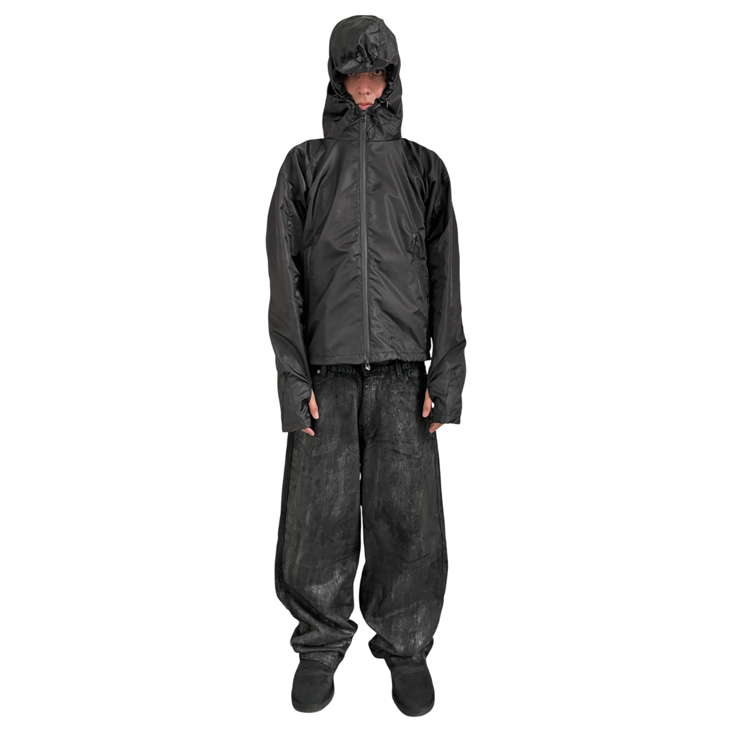 MEN'S CROPPED SHELL JACKET, BLACK