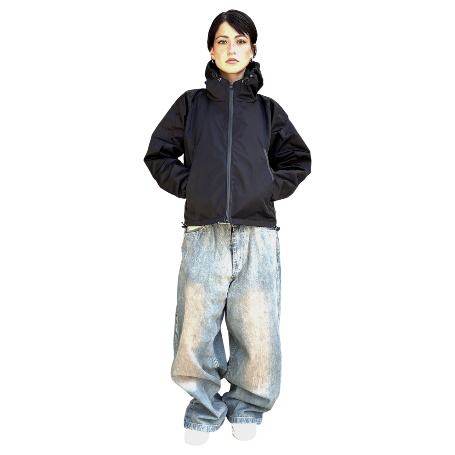 WOMEN'S CROPPED SHELL JACKET, BLACK