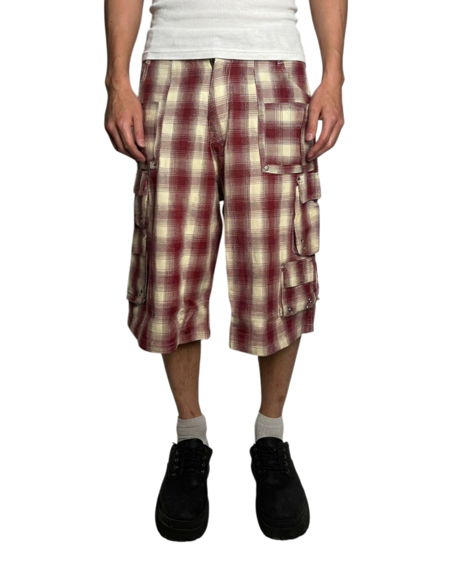 WOOL SHORTS, RED PLAID