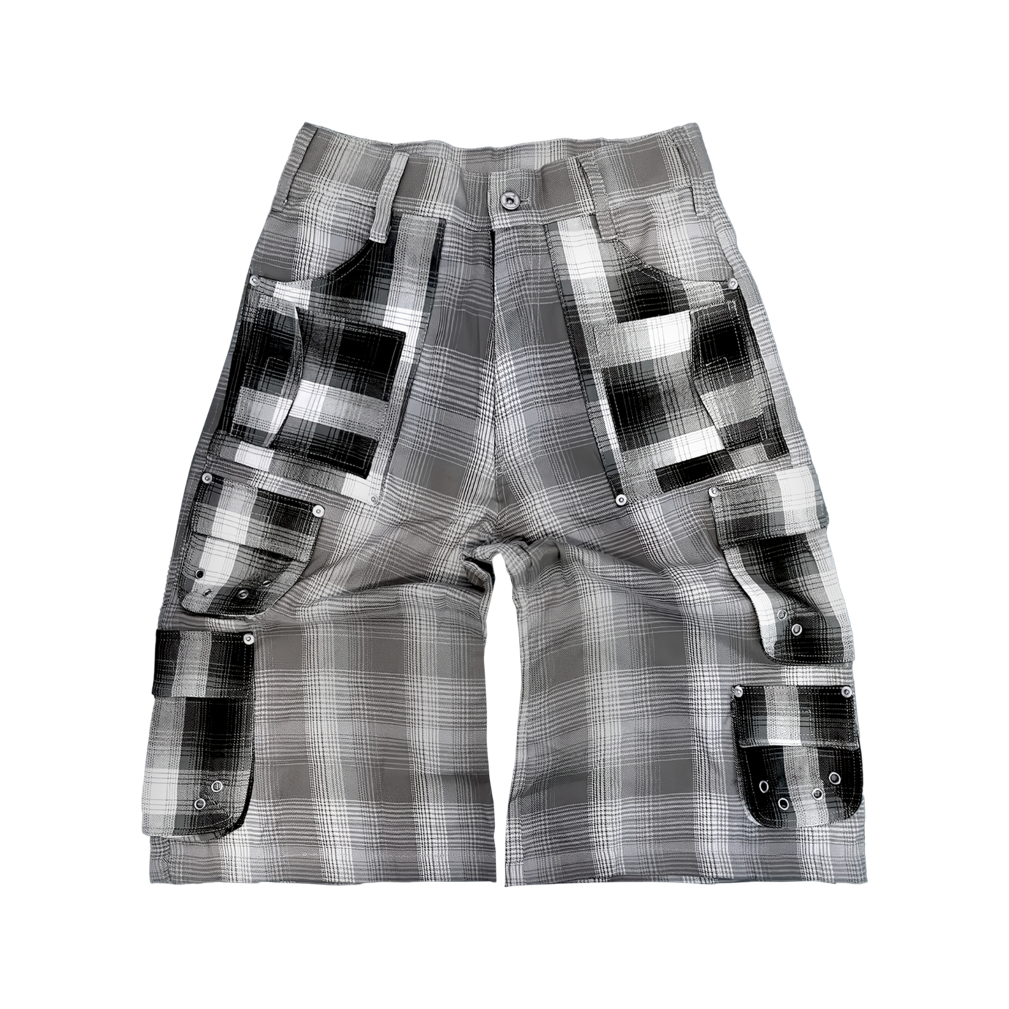WOOL SHORTS, GREY/BLACK PLAID