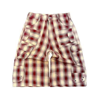 WOOL SHORTS, RED PLAID