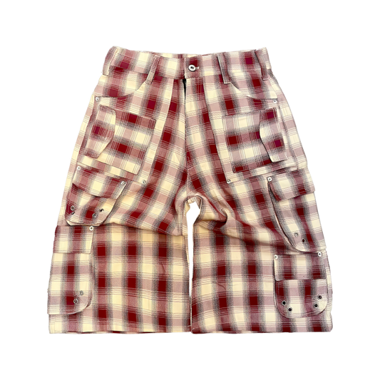 WOOL SHORTS, RED PLAID