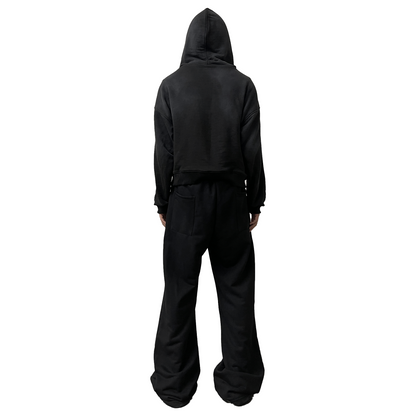 FLARED SWEATPANTS, JET BLACK
