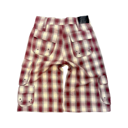 WOOL SHORTS, RED PLAID