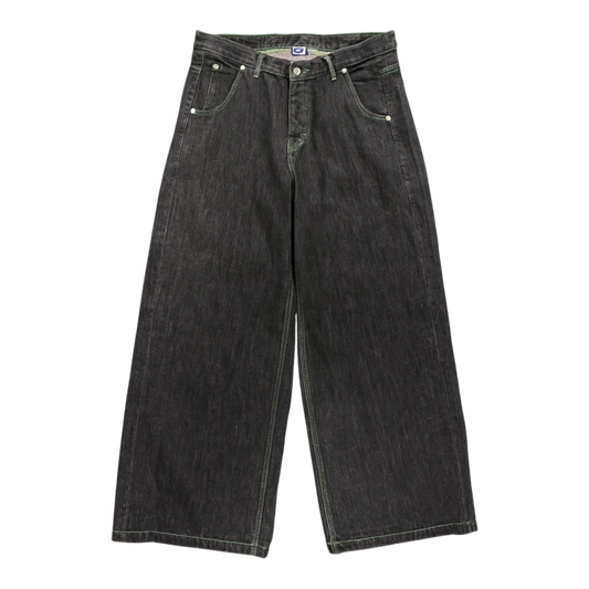 WIDE LEG SELVEDGE, DARK INDIGO/GREEN STITCH