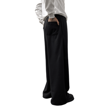 WIDE LEG SWEATS, BLACK