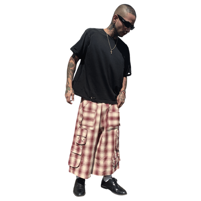 WOOL SHORTS, RED PLAID