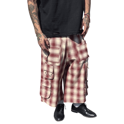 WOOL SHORTS, RED PLAID