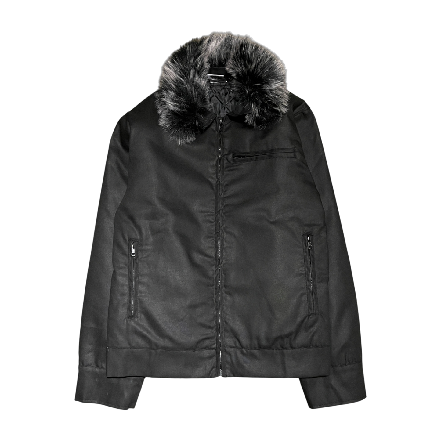 FUR CANVAS JACKET, BLACK