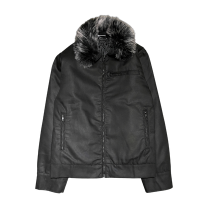 FUR CANVAS JACKET, BLACK