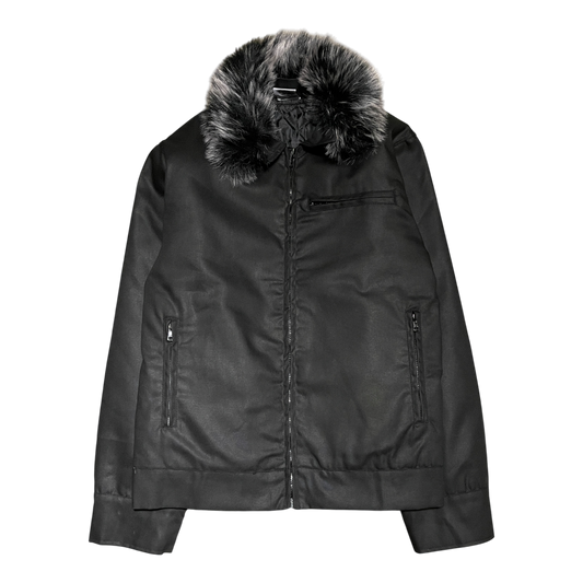 FUR CANVAS JACKET, BLACK