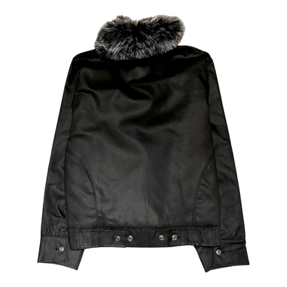 FUR CANVAS JACKET, BLACK