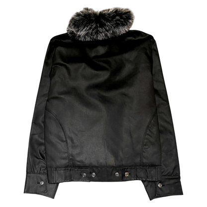 FUR CANVAS JACKET, BLACK