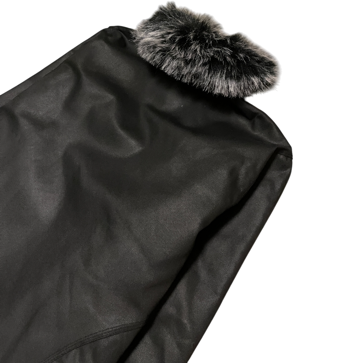 FUR CANVAS JACKET, BLACK