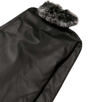 FUR CANVAS JACKET, BLACK