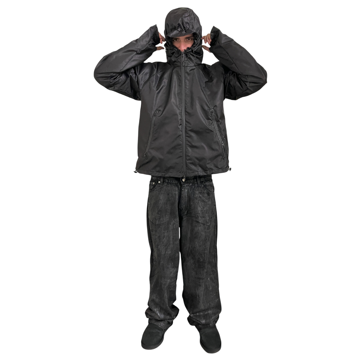 MEN'S CROPPED SHELL JACKET, BLACK