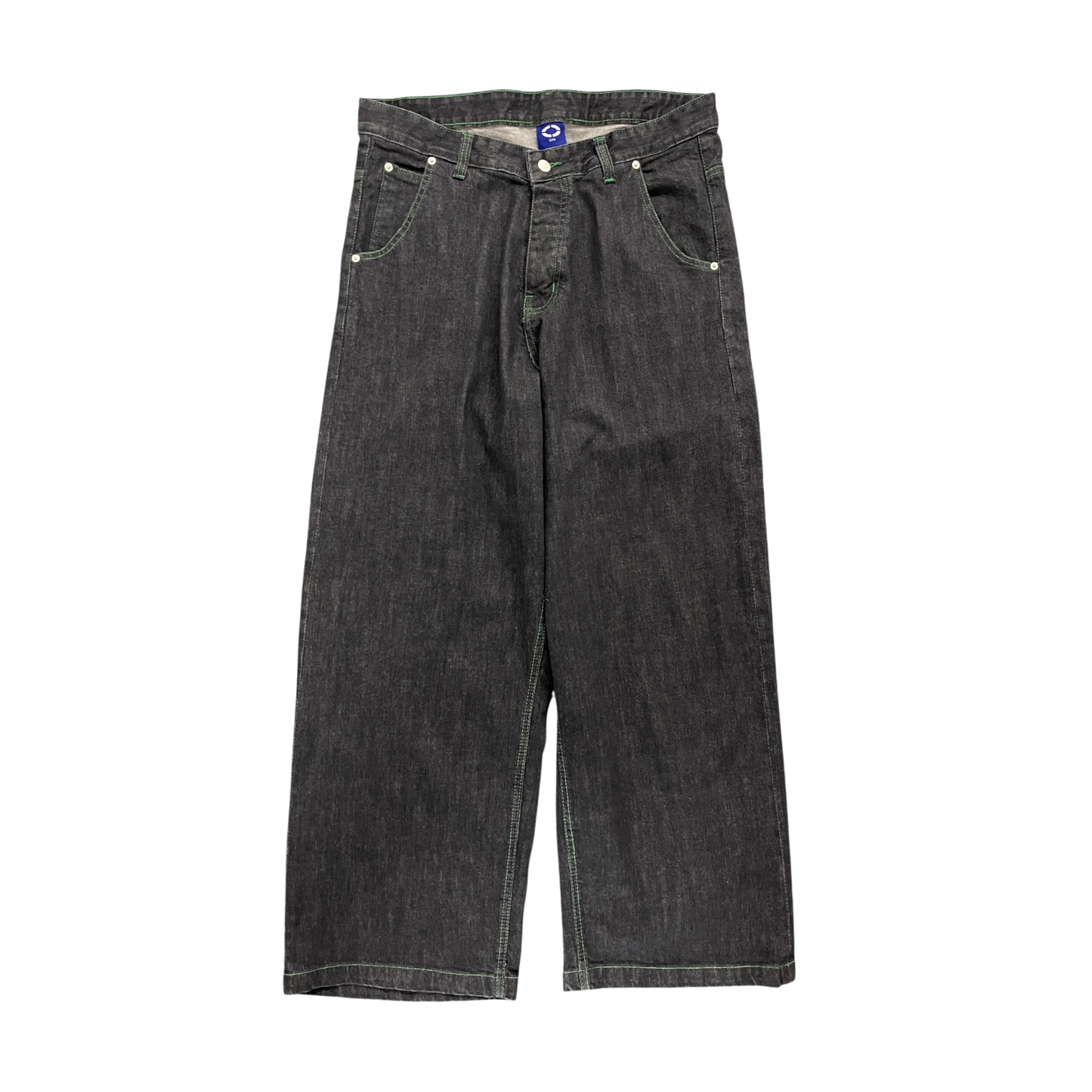 WIDE LEG SELVEDGE, DARK INDIGO/GREEN STITCH