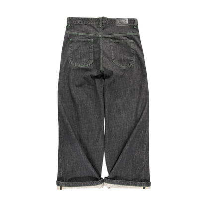 WIDE LEG SELVEDGE, DARK INDIGO/ORANGE STITCH