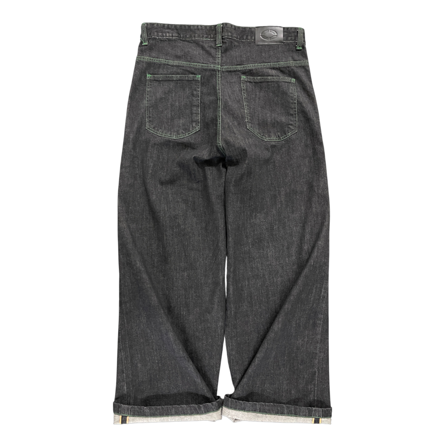 WIDE LEG SELVEDGE, DARK INDIGO/GREEN STITCH