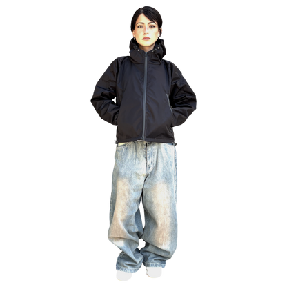 WOMEN'S CROPPED SHELL JACKET, BLACK