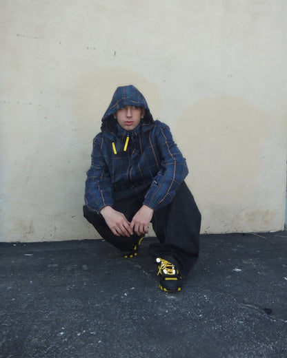 PLAID WOOL JACKET, BLUE