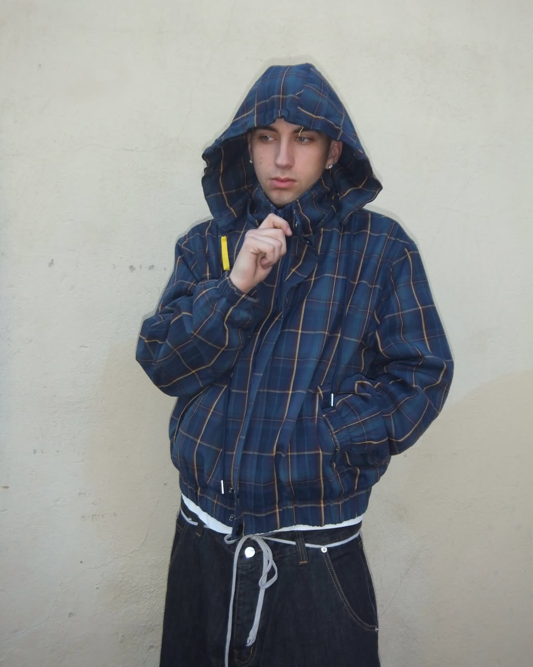 PLAID WOOL JACKET, BLUE