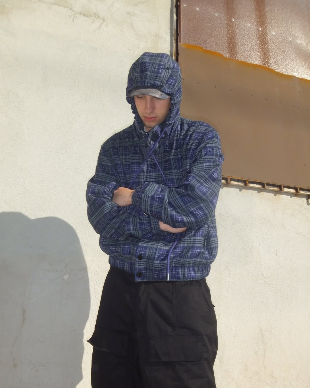 PLAID WOOL JACKET, PURPLE