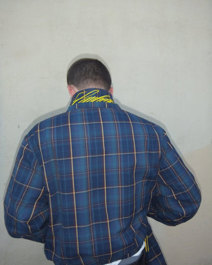 PLAID WOOL JACKET, BLUE