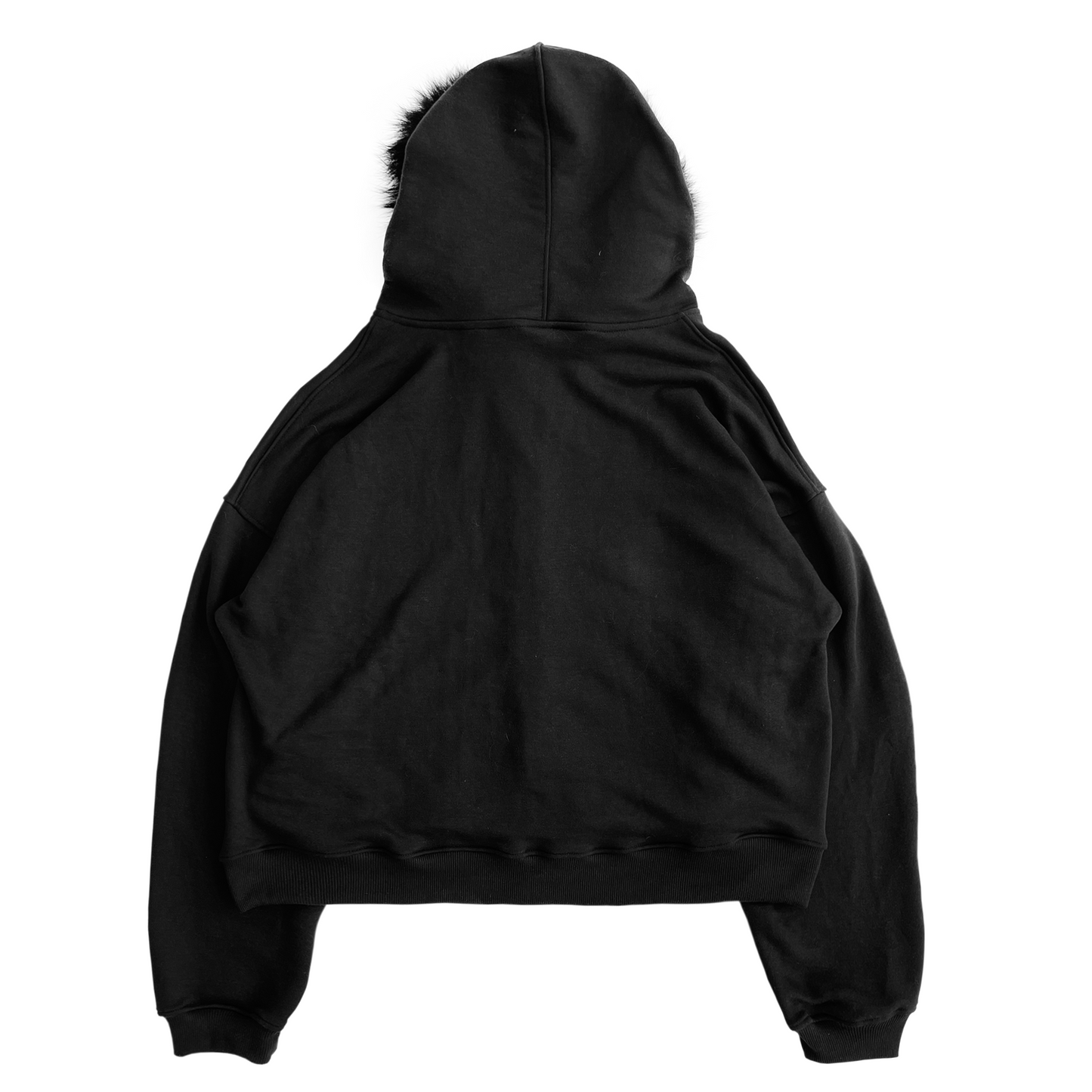 FUR HOODIE, BLACK/BLACK