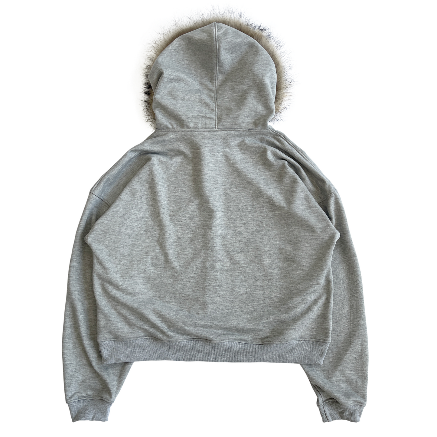 FUR HOODIE, GRAY/BROWN