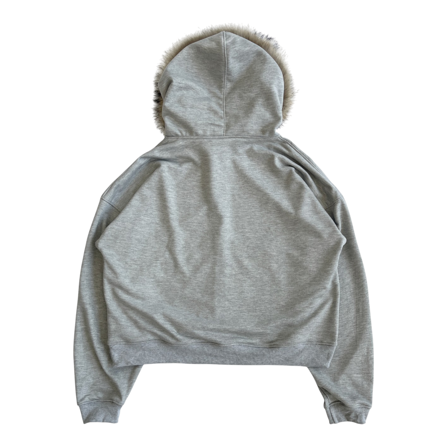 FUR HOODIE, HEATHER GRAY/BROWN