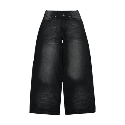 WIDE LEG DENIM, WASHED BLACK