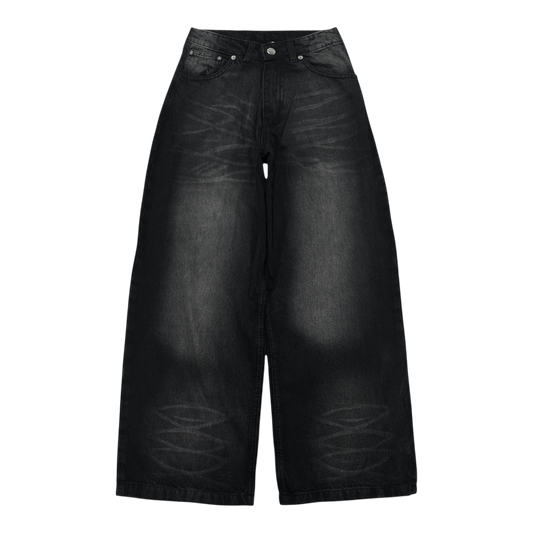 WIDE LEG DENIM, WASHED BLACK