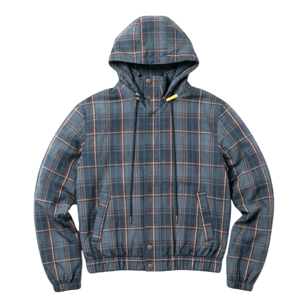 PLAID WOOL JACKET, BLUE