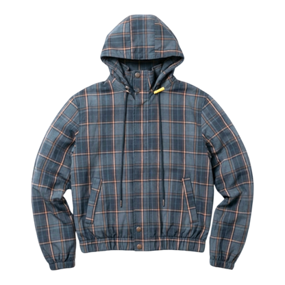 PLAID WOOL JACKET, BLUE