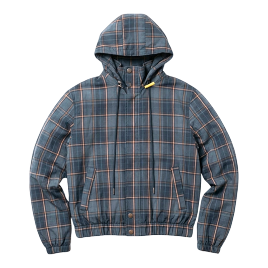 PLAID WOOL JACKET, BLUE