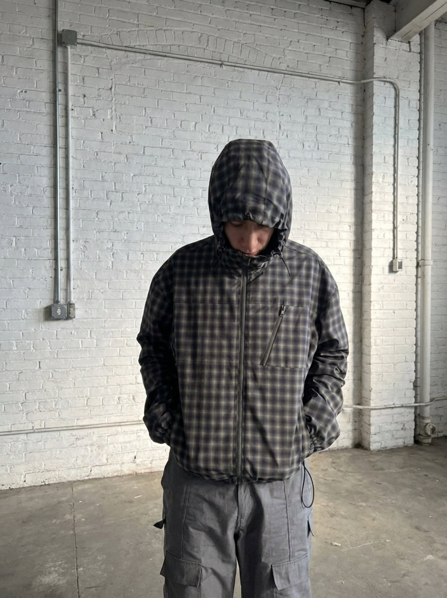 PLAID WINDBREAKER, GREEN