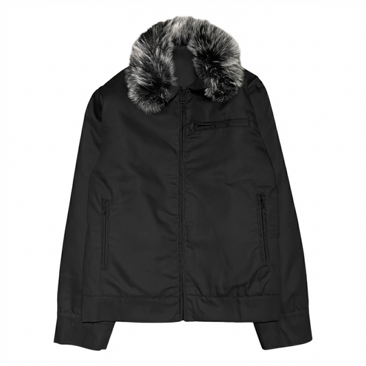 FUR CANVAS JACKET, BLACK
