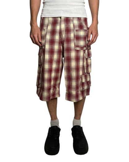 WOOL SHORTS, RED PLAID