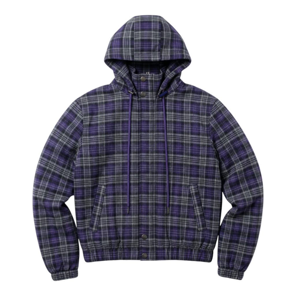 PLAID WOOL JACKET, PURPLE
