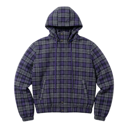PLAID WOOL JACKET, PURPLE
