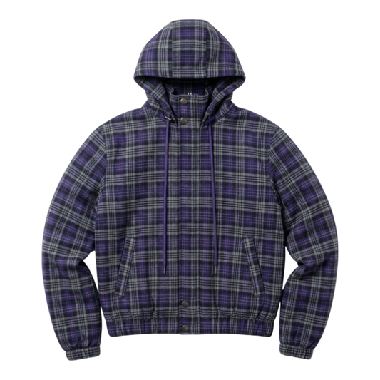 PLAID WOOL JACKET, PURPLE
